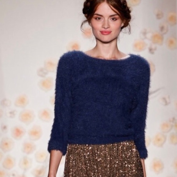 Women’s Dress Blue Lauren Conrad Runway Fuzzy Sweater, EUC, S - Picture 1 of 7